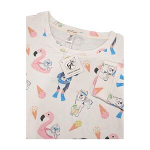 NEW! Aspen Dream Long Sleeve Lounge Wear Top Pool Dogs AOP Soft Women's XL NWT